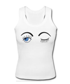 White Wink Eyes Print tanktop