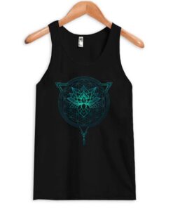 Lotus Flower of Life Mandala in Geometric Triangle Tank-top