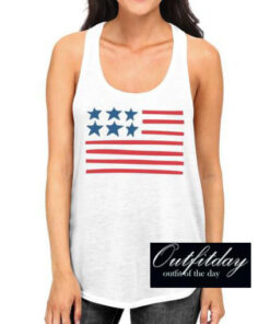 USA Flag Women White Tank Top